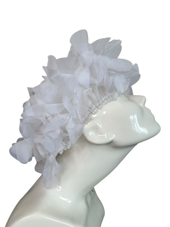 White Puff Hat Vintage 50s Organza Elegant Tea Party Wedding Head Piece main image 4